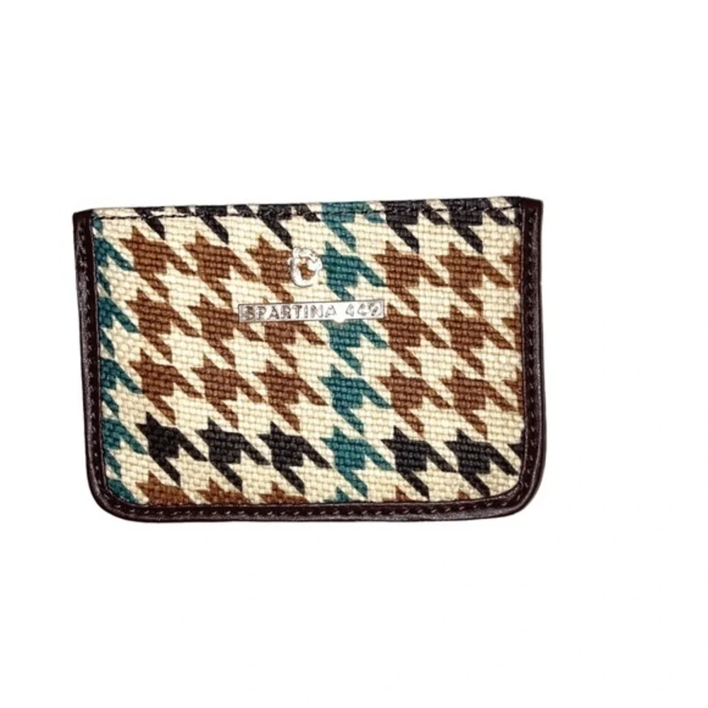 Spartina 449 herringbone green brown card holder